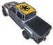 Sun Shade SPIDERWEBSHADE for Jeep Gladiator JT (2019–2026); yellow stock printed top with black star emblem.