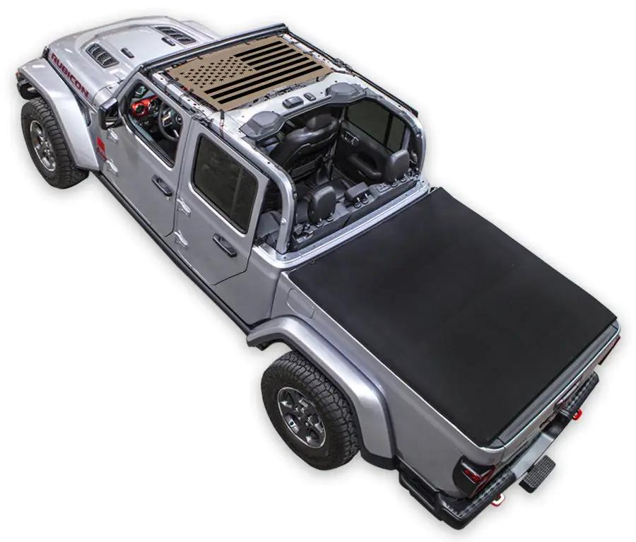 Sun Shade for Jeep Gladiator JT by SpiderWebShade, stock printed shade top, black