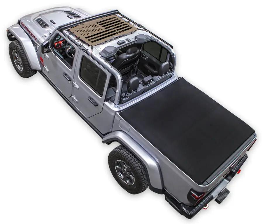 Sun Shade SpiderWebShade stock printed shade top for Jeep Gladiator JT (2019–2026) in black