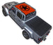 Sun shade top for Jeep Gladiator JT by SPIDERWEBSHADE; orange printed shade with black star logo