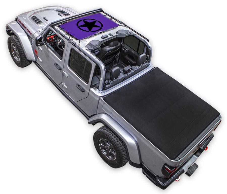 Sun Shade for Jeep Gladiator JT by SPIDERWEBSHADE purple printed shade top