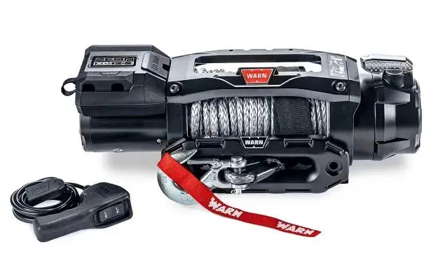 Warn Zeon XC 12-S Winch with 80 ft of 3/8 in synthetic rope, remote switch, red hook strap
