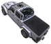 Sun shade top for Jeep Gladiator JT by SpiderWebShade; black printed shade with logo on silver Jeep.