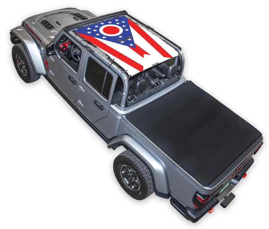 Sun shade top for Jeep Gladiator JT with stock printed flag design by SpiderWebShade