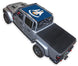 Sun shade top for Jeep Gladiator JT by SpiderWebShade, blue printed logo on the cab roof.