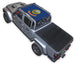 SPIDERWEBSHADE sun shade top for Jeep Gladiator JT, blue printed shade with circular emblem over cab area.