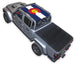 Sun Shade SPIDERWEBSHADE for Jeep Gladiator JT; stock printed top with blue/white stripes and circular emblem