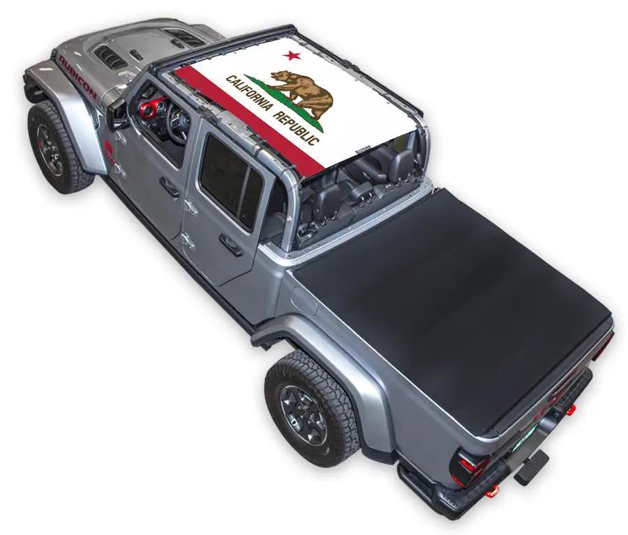 Sun shade top for Jeep Gladiator JT (2019–2026) by SpiderWebShade with California Republic flag print