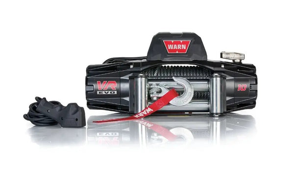 Warn VR EVO 10 winch with steel cable and red strap