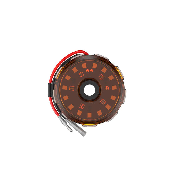 KC Hilites Cyclone V2 Amber LED 5W Flood Beam Light with replaceable lens, circular amber lens with red bezel
