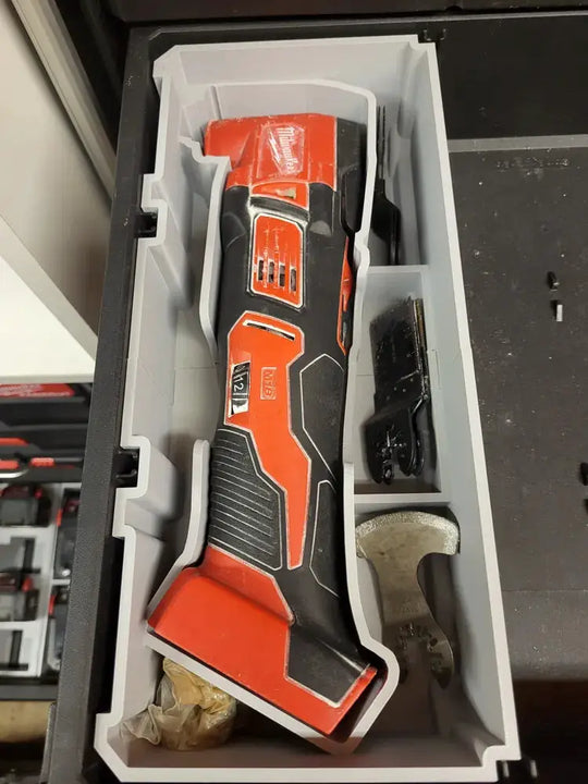 MDD-M18 BMT D Packout Drawer Insert for Milwaukee M18 Brushed Multitool, grey tray with red/black tool