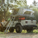 Gen2 Overlander Standard Tent - Gray; Smittybilt brand on Jeep Wrangler Rubicon rooftop rack with ladder