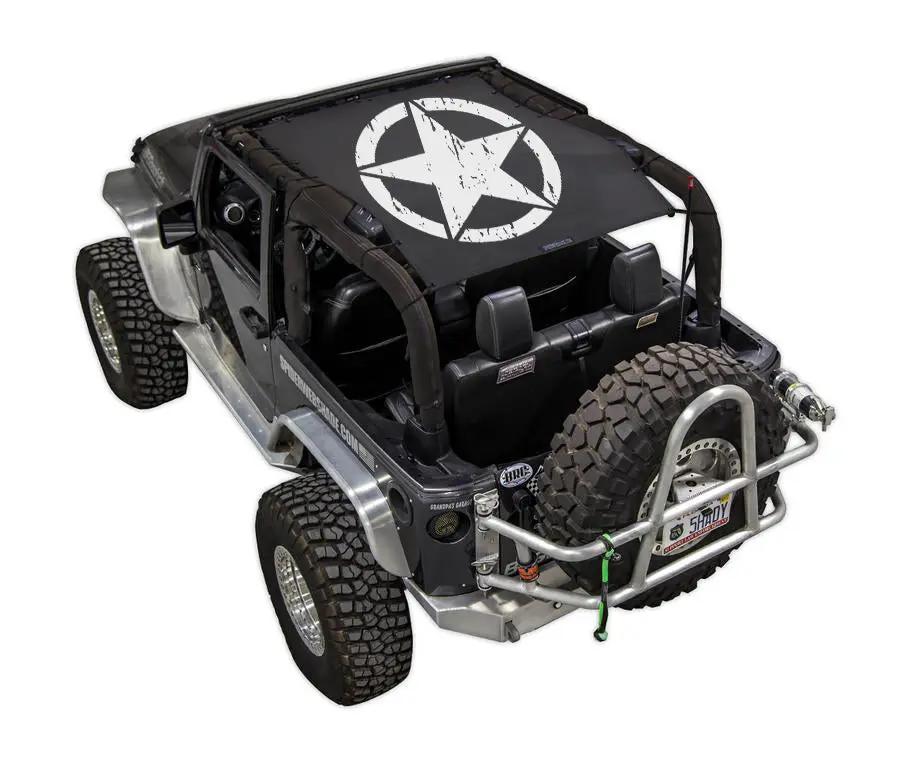 SPIDERWEBSHADE Sunshade for Jeep Wrangler JK 2-Door with stock printed star design