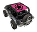 Sun shade top for Jeep Wrangler JK, SPIDERWEBSHADE printed pink shade with black star logo (2007–2017)