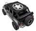 Sun shade top for Jeep Wrangler JKU 4-Door by SpiderWebShade, black fabric with white star logo