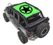 SPIDERWEBSHADE sun shade for Jeep Wrangler JKU 4‑door; neon green printed top with black star logo