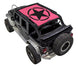 Sun shade for Jeep Wrangler JKU 4-Door by SPIDERWEBSHADE; pink printed top with black star logo
