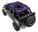 Sun shade for Jeep Wrangler JKU 4-Door by SPIDERWEBSHADE; purple top with black star logo
