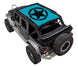 Sun shade top for Jeep Wrangler JKU 4-Door by SpiderWebShade, blue with black star logo