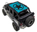 Sun shade top for Jeep Wrangler JKU 4-Door by SpiderWebShade, turquoise with black star logo