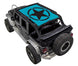 Sun shade top for Jeep Wrangler JKU 4-Door by SpiderWebShade, turquoise with black star logo