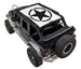 Sun shade top for Jeep Wrangler JKU 4-Door by SpiderWebShade, white stock print with black star logo