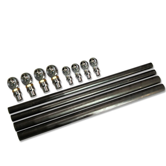 Artec Industries 4-Link Tube and End Kit — black steel tubes with silver rod-end fittings