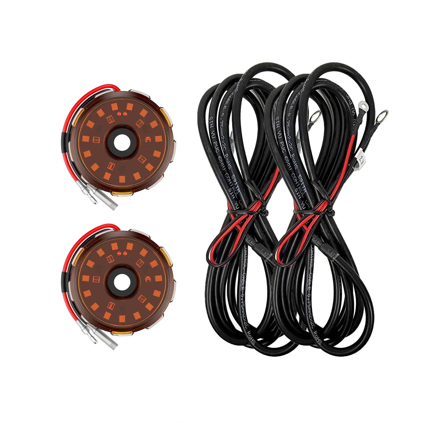 KC Hilites Addon Cyclone V2 Kit Amber, two lights, 2.5m wiring harness
