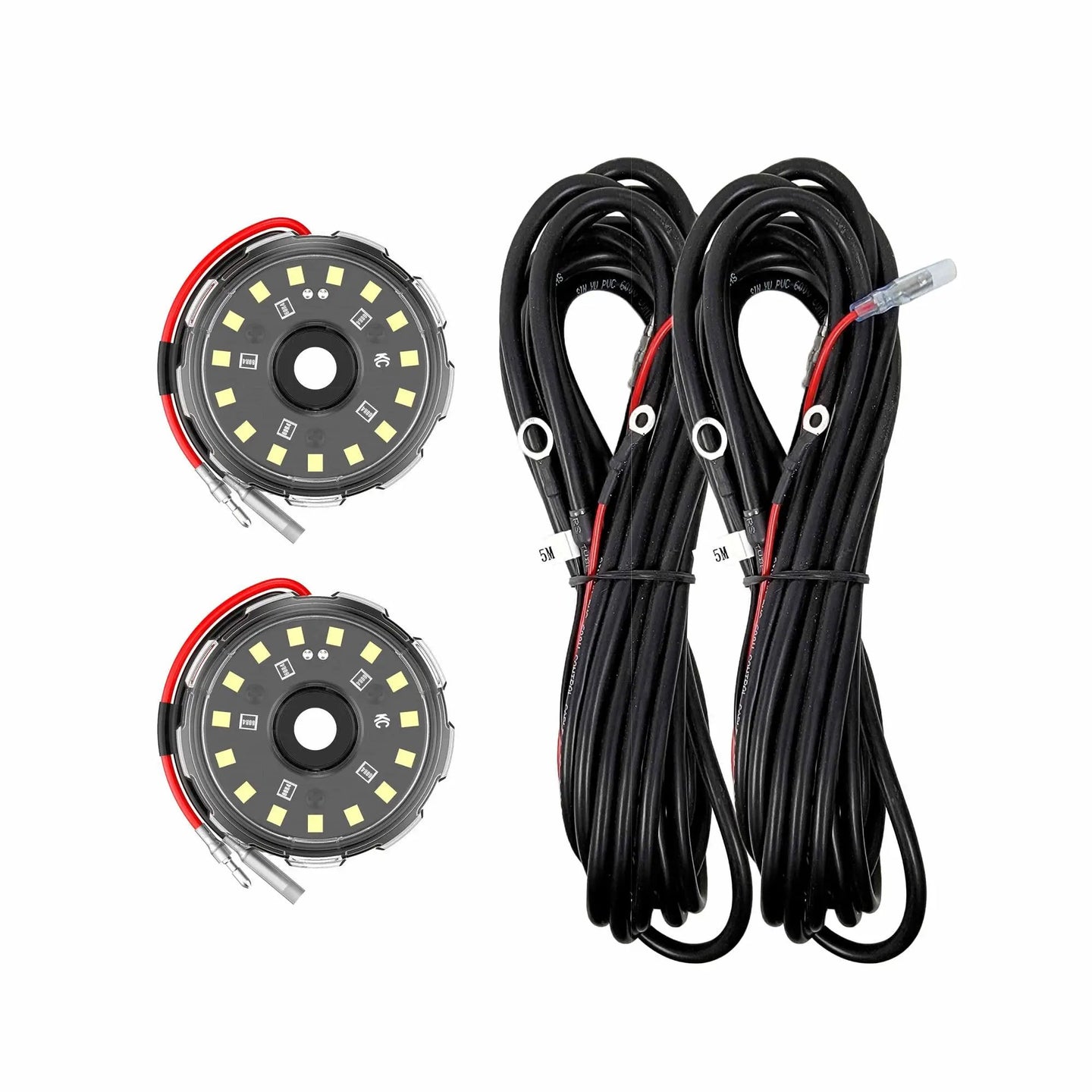 KC Hilites Addon Cyclone V2 Kit, two-light, clear lenses, 5.0m cables