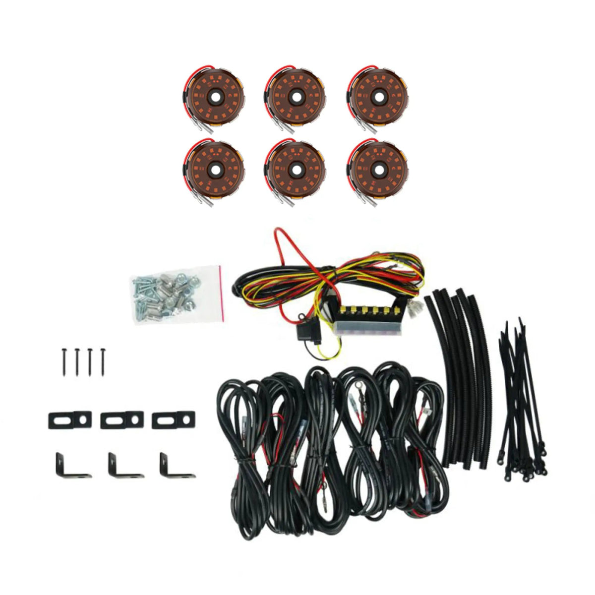 KC Hilites Cyclone V2 LED 6-Light Amber Rock Light System