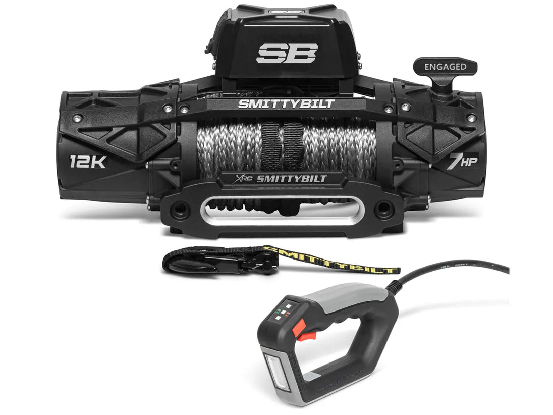 Smittybilt XRC Gen3 12K winch with synthetic cable and wired remote for RC crawlers and buggies