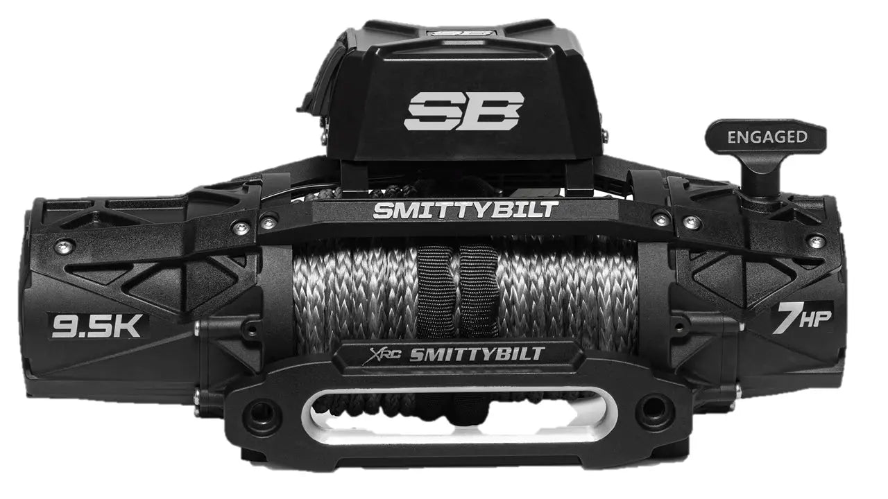 XRC Gen3 9.5K Comp Series winch by Smittybilt with synthetic cable for off-road recovery, black, 7HP