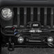 Smittybilt XRC Gen3 12K winch with synthetic cable mounted on a black off-road vehicle front bumper