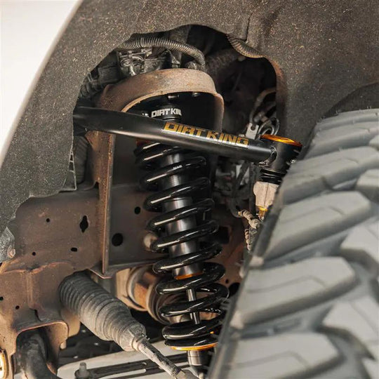 Dirt King MT Trail Runner Kit Chevy/GMC front coilover suspension with black coil spring and orange hardware