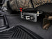 JC Customs OBS Ford Fire Extinguisher Mount under bench seat; textured black/silver bracket with red anodized knob