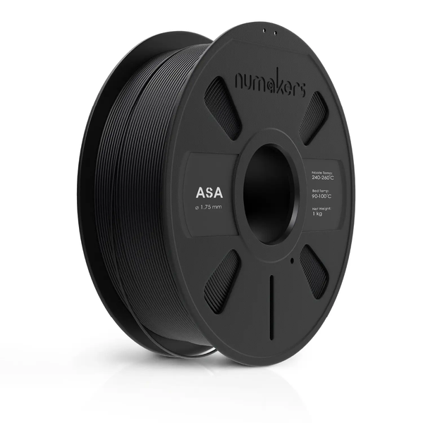 ASA filament spool by Numakers, 1.75 mm, black, 1 kg for 3D printers