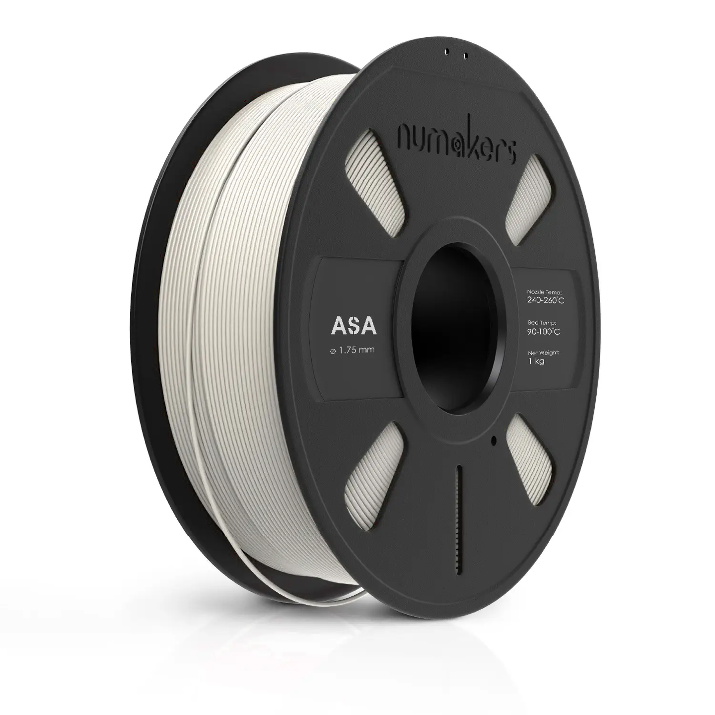 ASA Filament spool by Numakers, 1.75 mm white ASA filament for 3D printers, 1 kg