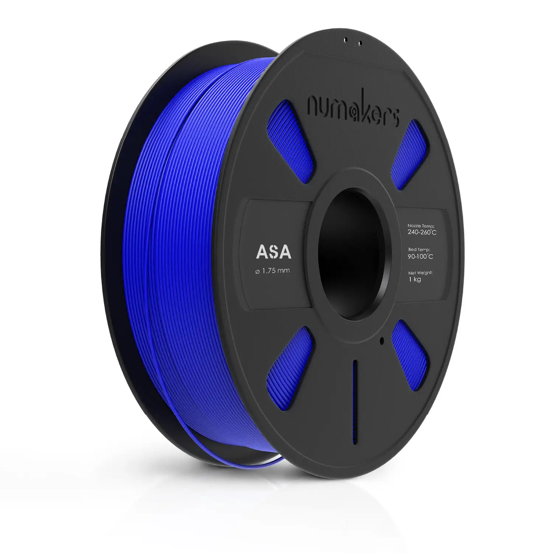 ASA Filament spool by Numakers; blue 1.75 mm, 1 kg for 3D printers.