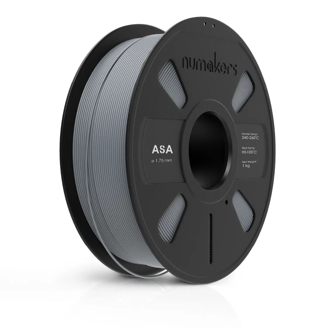 Numakers ASA filament spool, gray, 1.75 mm diameter, 1 kg for 3D printers