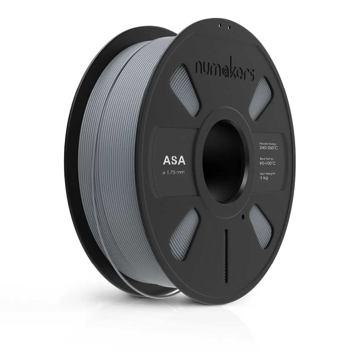 Numakers ASA filament spool, gray, 1.75 mm diameter, 1 kg for 3D printers