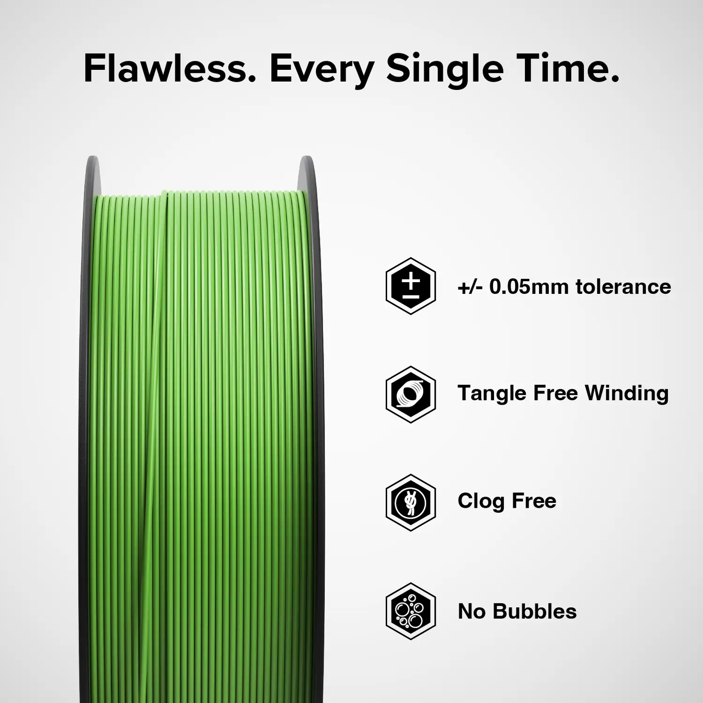 Numakers ASA Filament, green 3D printer filament spool with ±0.05mm tolerance and tangle-free winding