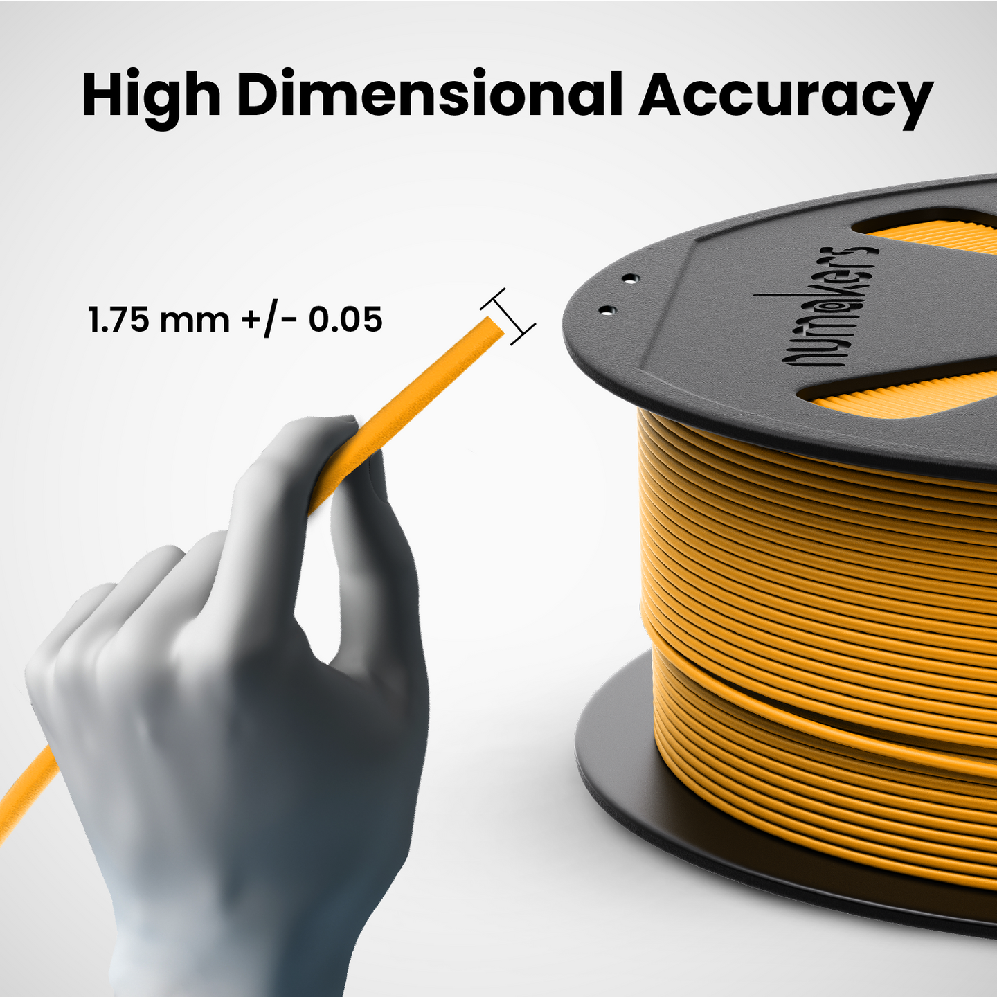 ABS Filament by Numakers; orange 1.75 mm filament on spool for 3D printers with high dimensional accuracy