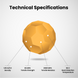 Numakers ABS Filament for 3D printers; yellow polyhedron with 1.05 g/cc density, 46 MPa tensile strength, 2480 MPa modulus, 96 C HDT
