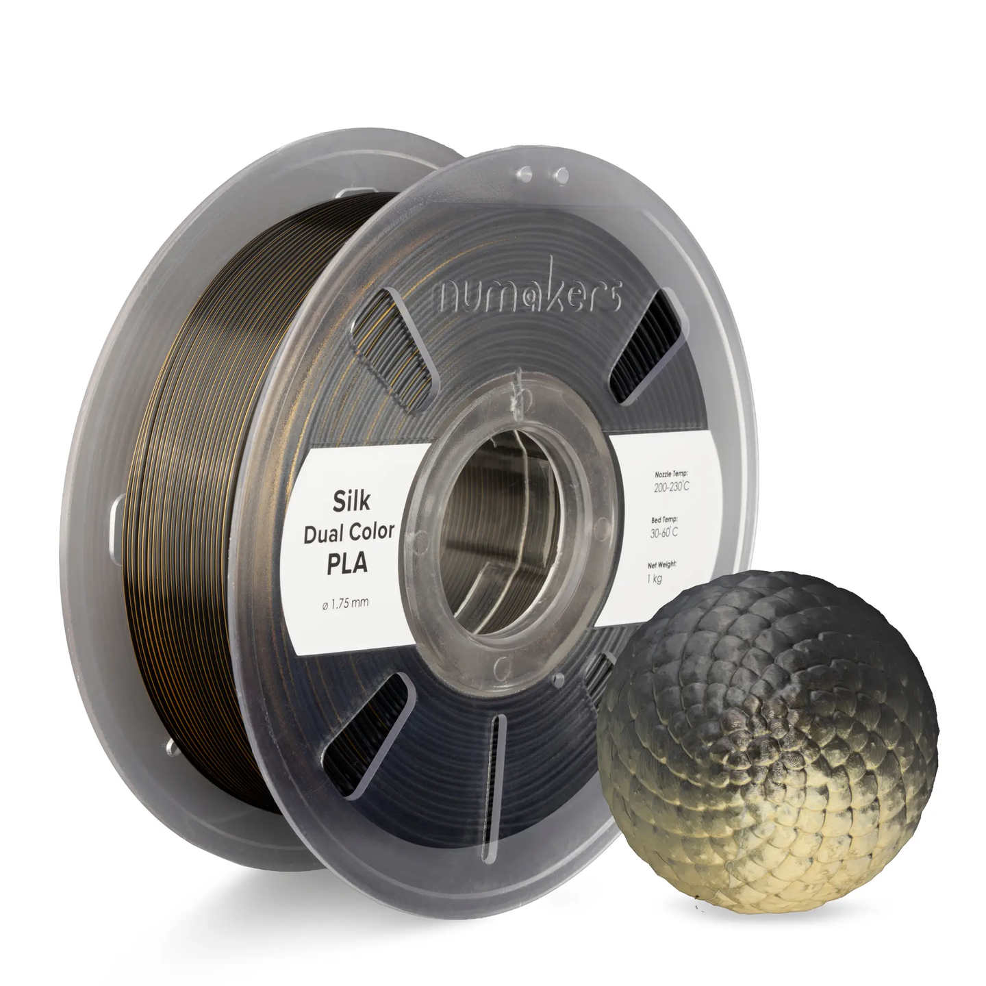 Silk Dual Color PLA filament spools by Numakers, 2-pack for 3D printers