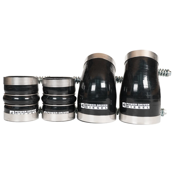 Power Driven Diesel Boot Kit 07.5-09 Late 3rd Gen Dodge Cummins; black rubber boots with metal clamps
