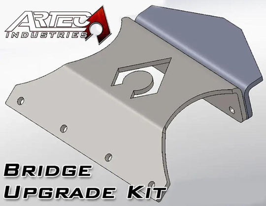 Artec Bridge Upgrade Kit for 60 Hydraulic Ram Mounts, gray metal bracket with curved edge and multiple mounting holes
