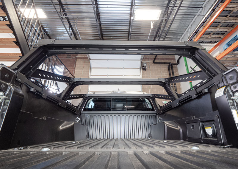 Artec Toyota Tacoma 3G Mid-Height Aluminum Bed Rack black finish installed in truck bed