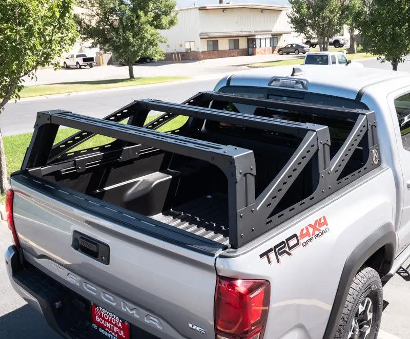 Bed Rack Aluminum Artec Industries for Toyota Tacoma 3G Mid-Height, black powder-coated frame in bed