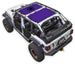 Sun shade for Jeep Wrangler JLU 4-Door by SpiderWebShade, purple printed top.