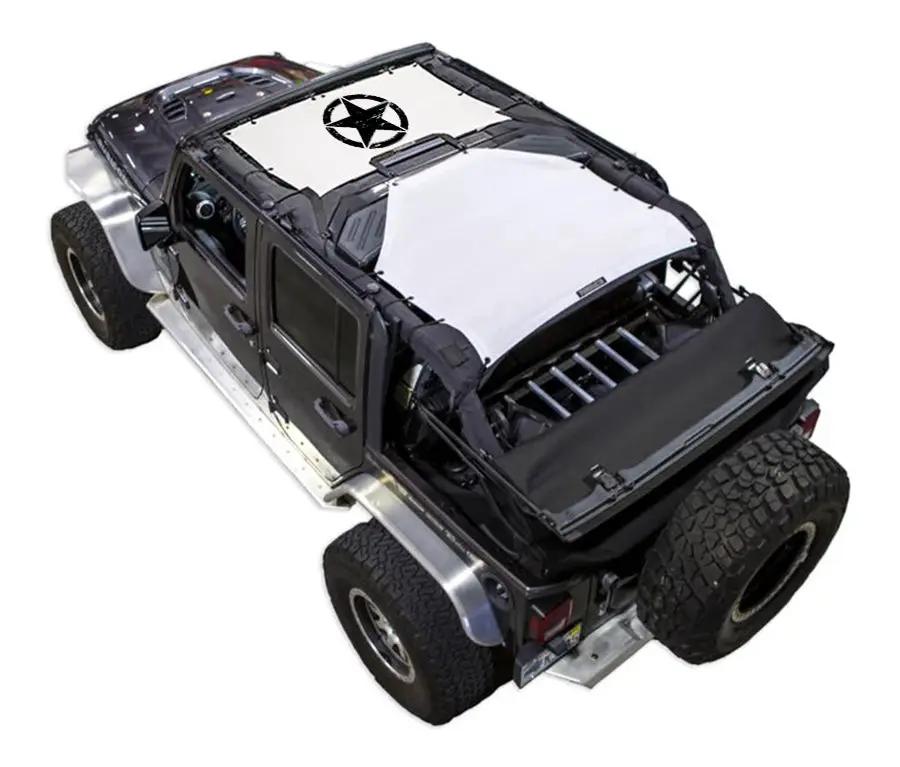 SPIDERWEBSHADE sun shade for Jeep Wrangler JKU 4-Door; white printed shade top with logo